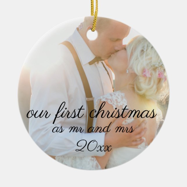 christmas wedding, christmas ornaments, ceramic ornament (Front)