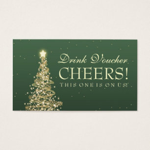Christmas Wedding Drink Voucher Green Gold