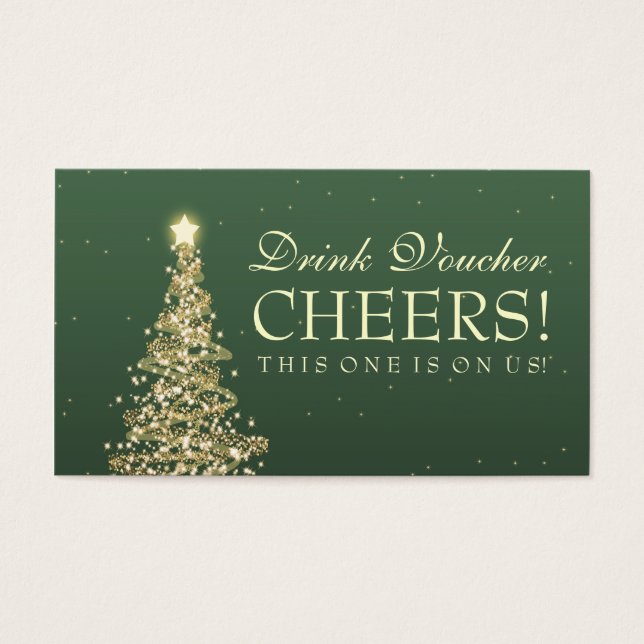 Christmas Wedding Drink Voucher Green Gold (Front)