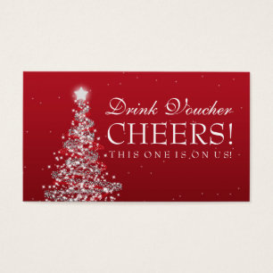 Christmas Wedding Drink Voucher Red Silver