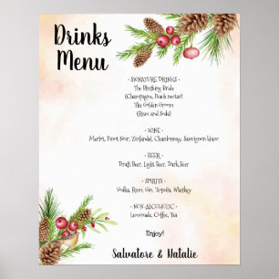 Christmas Wedding Drinks Menu Wedding Sign