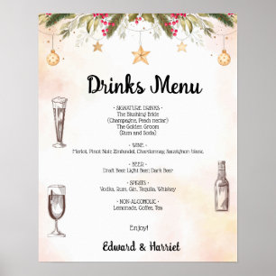 Christmas Wedding Drinks Menu Wedding Sign