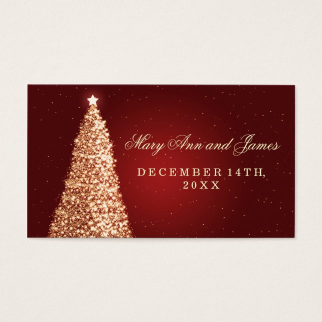 Christmas Wedding Favour Tag Gold Red (Front)