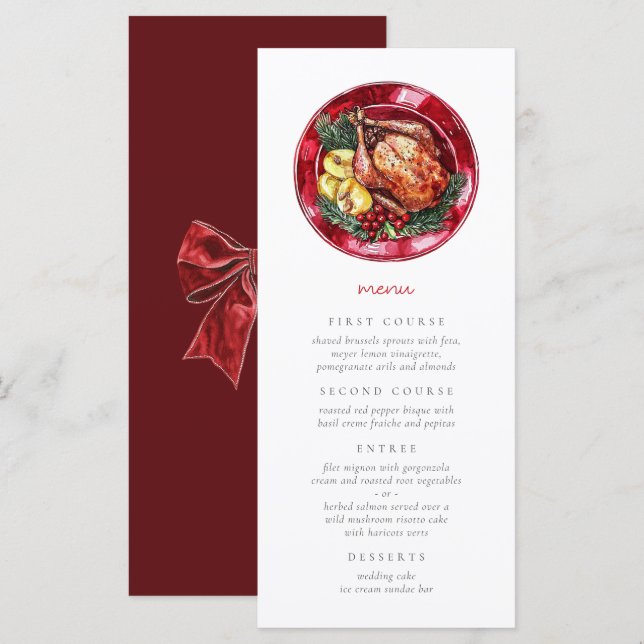 Christmas Wedding Festive Food Illustration Menu (Front/Back)