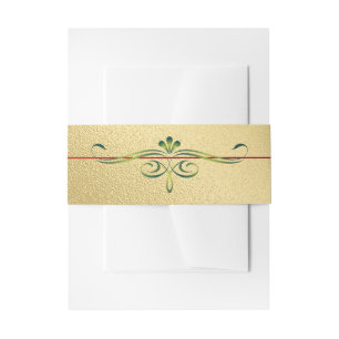 Christmas Wedding Gold Belly Band Invitation Belly Band
