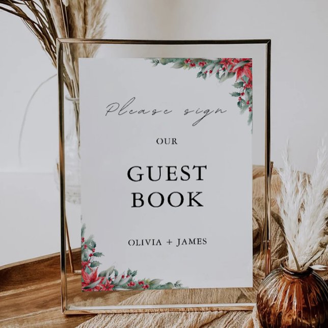 Christmas Wedding Guest Book Sign Template (Christmas Wedding Guest Book Sign Template)