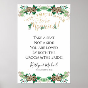 Christmas Wedding Holly Gold Foliage Seat not Side Poster