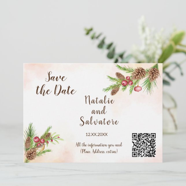 Christmas Wedding Invitation (Standing Front)