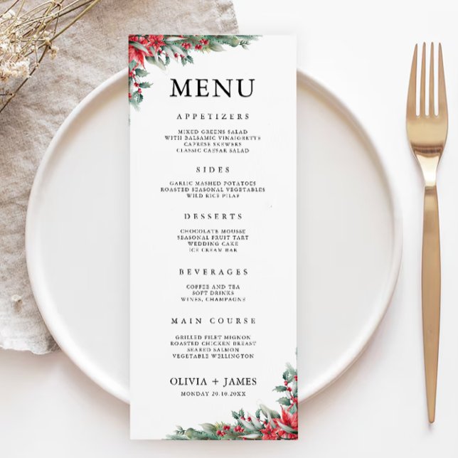 Christmas Wedding Menu Cards Template (Christmas Wedding Menu Cards Template)