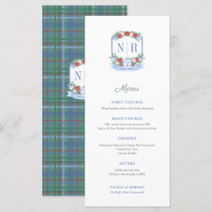 Christmas Wedding Monogram Individual Place Names Menu