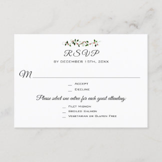 Christmas Wedding or Event 3 Entree RSVP Response