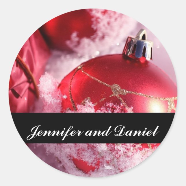 Christmas Wedding Ornament Invitation Seal Sticker (Front)