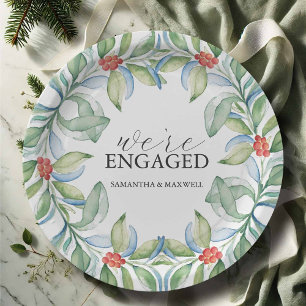 Christmas Wedding Paper Plates Watercolor Wreath