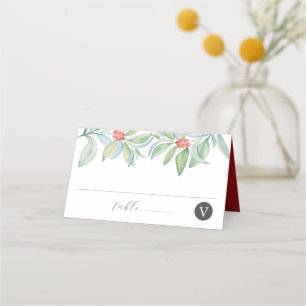 Christmas Wedding Place Card Watercolor Greenery