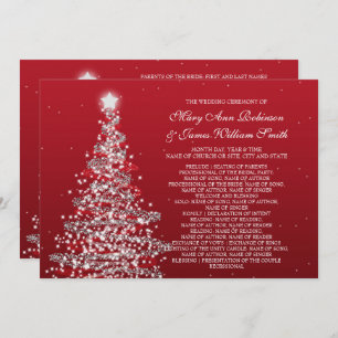 Christmas Wedding Program Red Silver