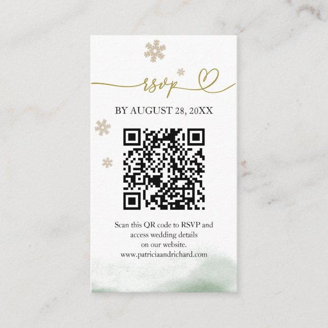 Christmas Wedding QR RSVP Enclosure Card (Front)