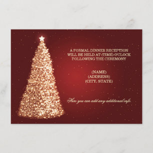 Christmas Wedding Reception Gold Red Enclosure Card