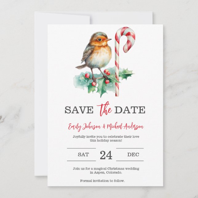 Christmas Wedding  Save The Date (Front)