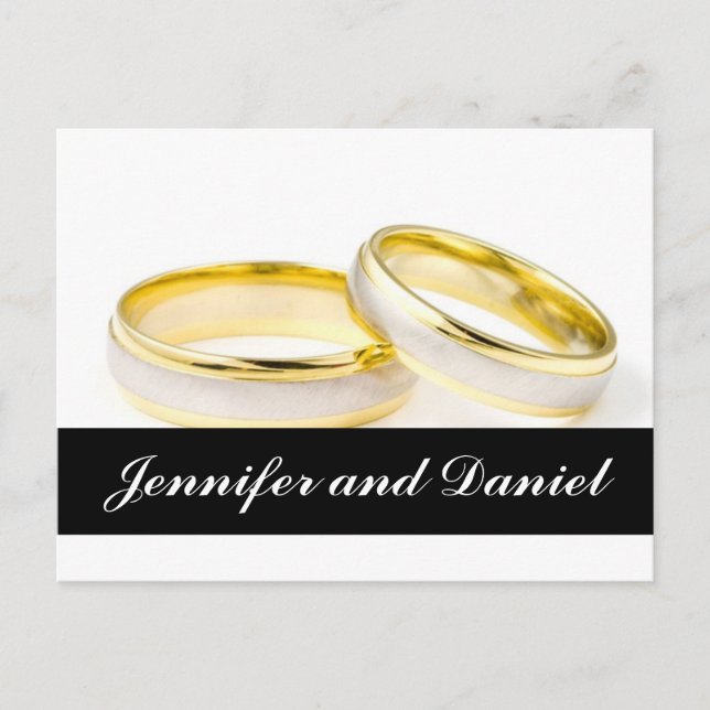 Christmas Wedding Save the Date Gold Rings Card (Front)