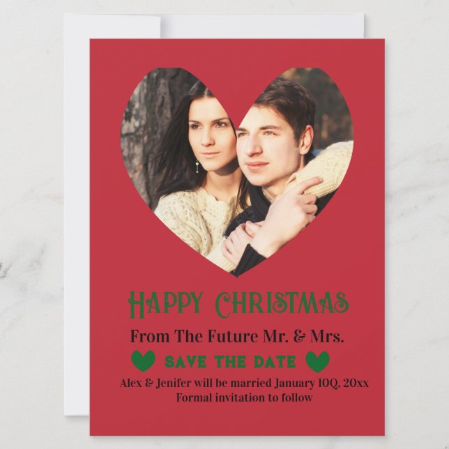 Christmas Wedding Save the Date Holiday Card (Front)