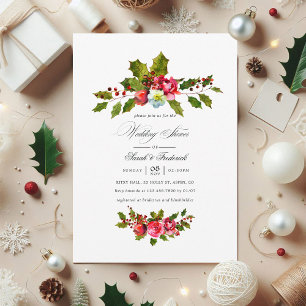Christmas Wedding Shower Floral Holly Invitation