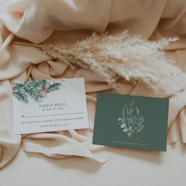 Christmas Wedding Stationery | Holiday Wedding  RSVP Card (Creator Uploaded)