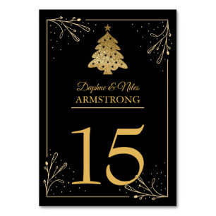Christmas Wedding Table Numbers Black Gold