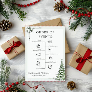 Christmas Wedding Timeline Order of the Day Card