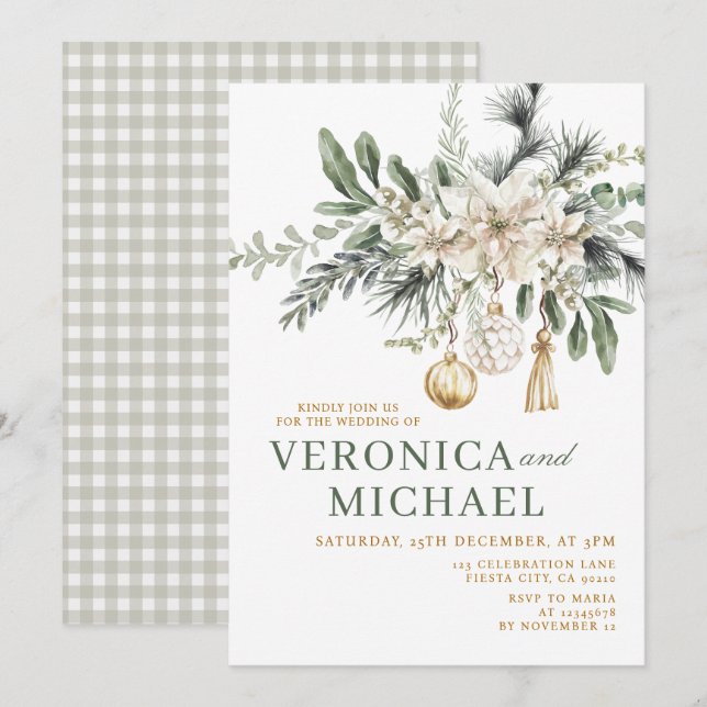 Christmas Wedding Tis the Season to Be Married Invitation (Front/Back)