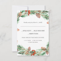 Christmas Wedding | Watercolor RSVP w/Meal Choice