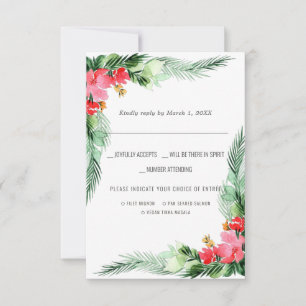 Christmas Wedding Watercolor RSVP w/Meal Choice Card