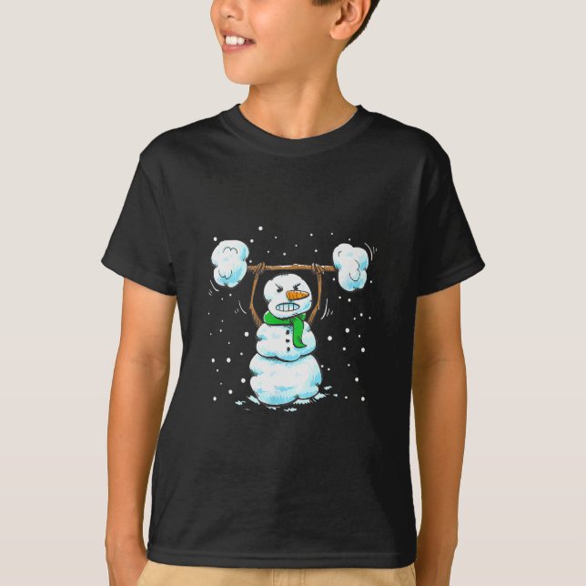 Christmas Weightlifting Snowman Shirt Funny Snowma (Front)