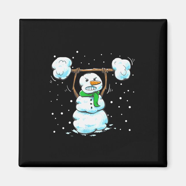 Christmas Weightlifting Snowman Shirt Funny Snowma Magnet (Front)
