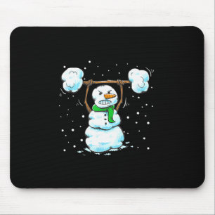 Christmas Weightlifting Snowman Shirt Funny Snowma Mouse Pad
