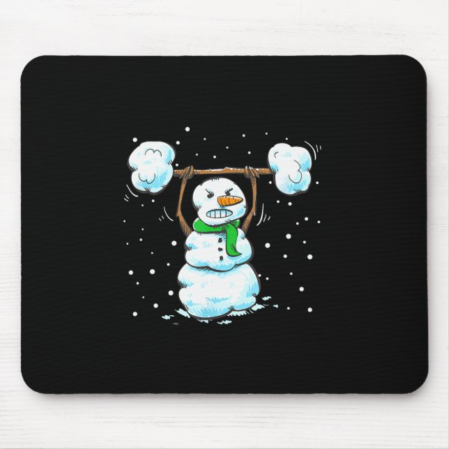 Christmas Weightlifting Snowman Shirt Funny Snowma Mouse Pad (Front)