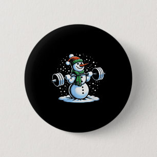 Christmas Weightlifting Snowman Winter Snowflake G 6 Cm Round Badge