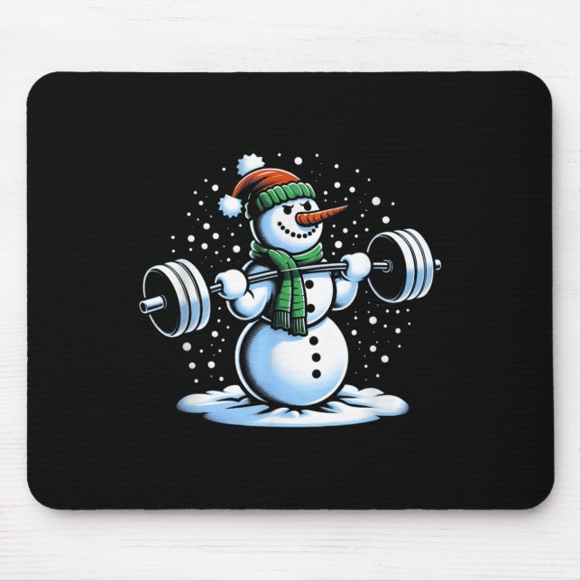Christmas Weightlifting Snowman Winter Snowflake G Mouse Pad (Front)