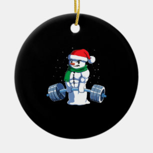 Christmas Weightlifting Xmas Deadlift Gift Idea Ceramic Ornament