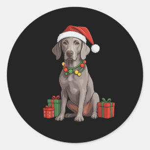 Christmas Weimaraner Dog Classic Round Sticker