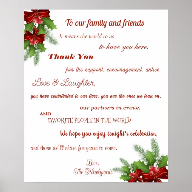 Christmas Welcome Family and Friends Reception  Poster (Front)