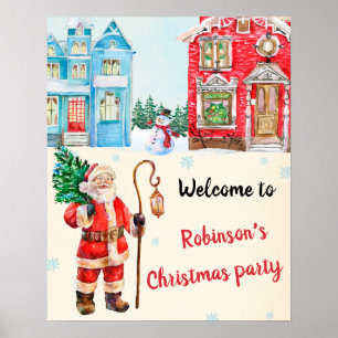 Christmas welcome party sign Christmas poster