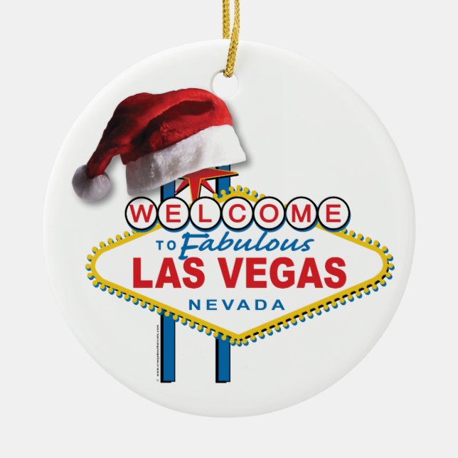 Christmas Welcome to Las Vegas Ceramic Ornament (Front)
