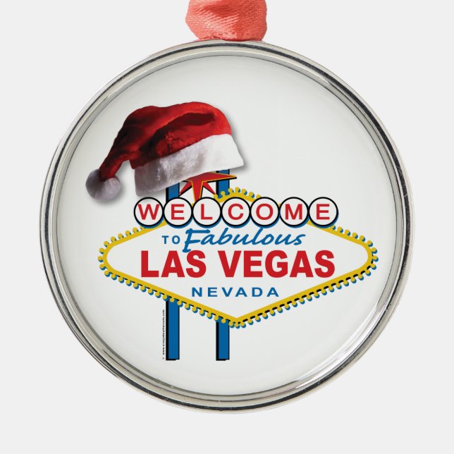 Christmas Welcome to Las Vegas Sign Metal Ornament (Front)