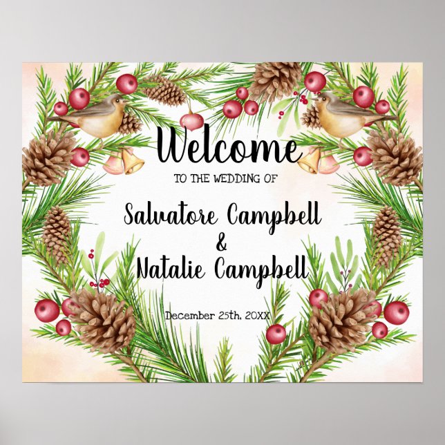Christmas Welcome Wedding Poster (Front)