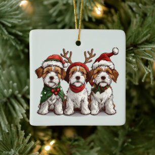 Christmas Welsh Wire Fox Terrier Dogs Ceramic Ornament