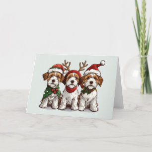 Christmas Welsh Wire Fox Terrier Dogs Holiday Card