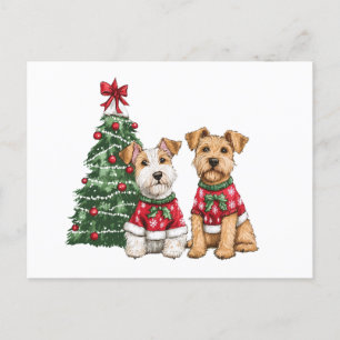 Christmas Welsh Wire Fox Terrier Dogs Holiday Postcard