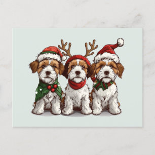 Christmas Welsh Wire Fox Terrier Dogs Holiday Postcard