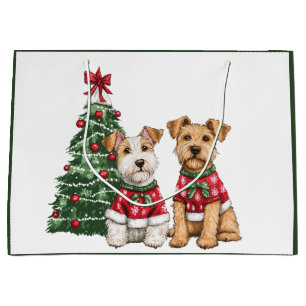 Christmas Welsh Wire Fox Terrier Dogs Large Gift Bag