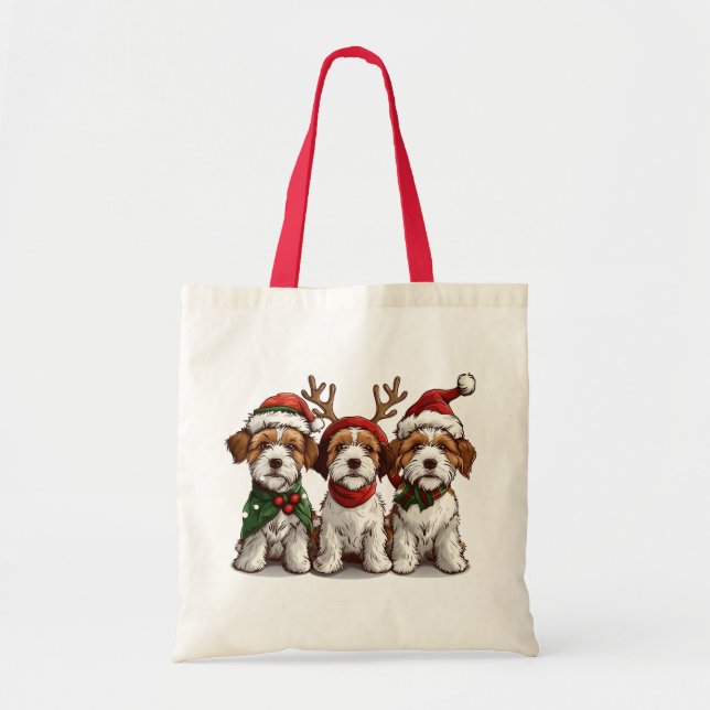 Christmas Welsh Wire Fox Terrier Dogs Tote Bag (Front)
